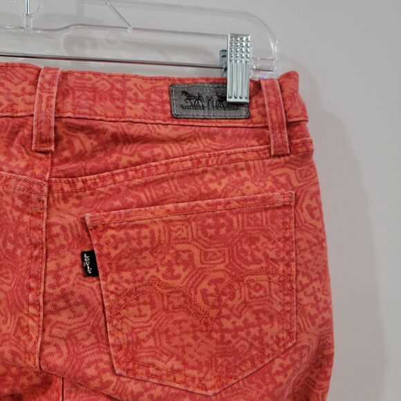 Levis Womens Jeans Size 27 524 Too Superlow Orange Patterned Black Tab Skinny‎ - Picture 4 of 8